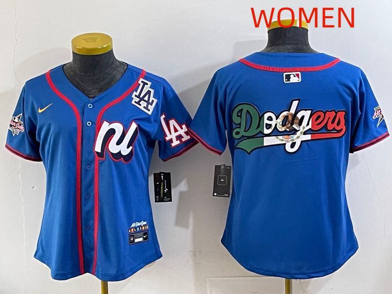 Women 2025 Los Angeles Dodgers Blank Blue All star Nike MLB Jersey style 04->women mlb jersey->Women Jersey